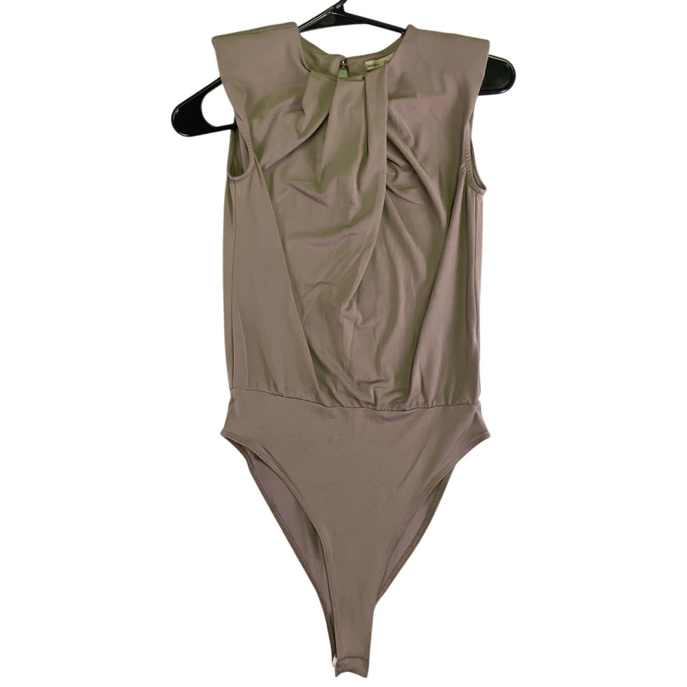 River Island Bodysuit Women's Size 0‎ Somewhere To Go Draped Padded Shoulder